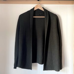 Eileen Fisher Deep Olive Wool Open Cardigan